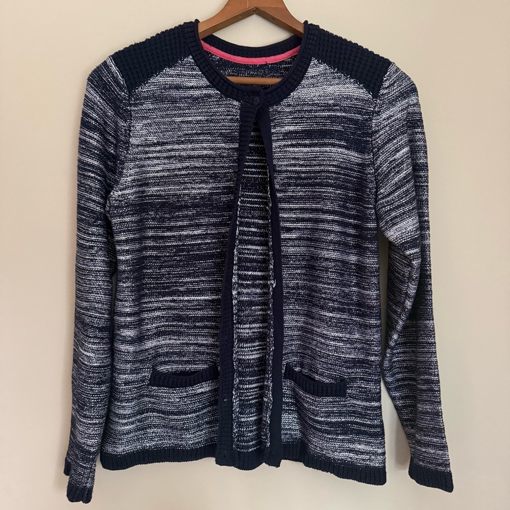 Tommy Hilfiger Navy and White Women's Sweater